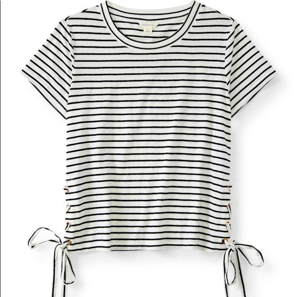 Striped Side Lace-Up Tee